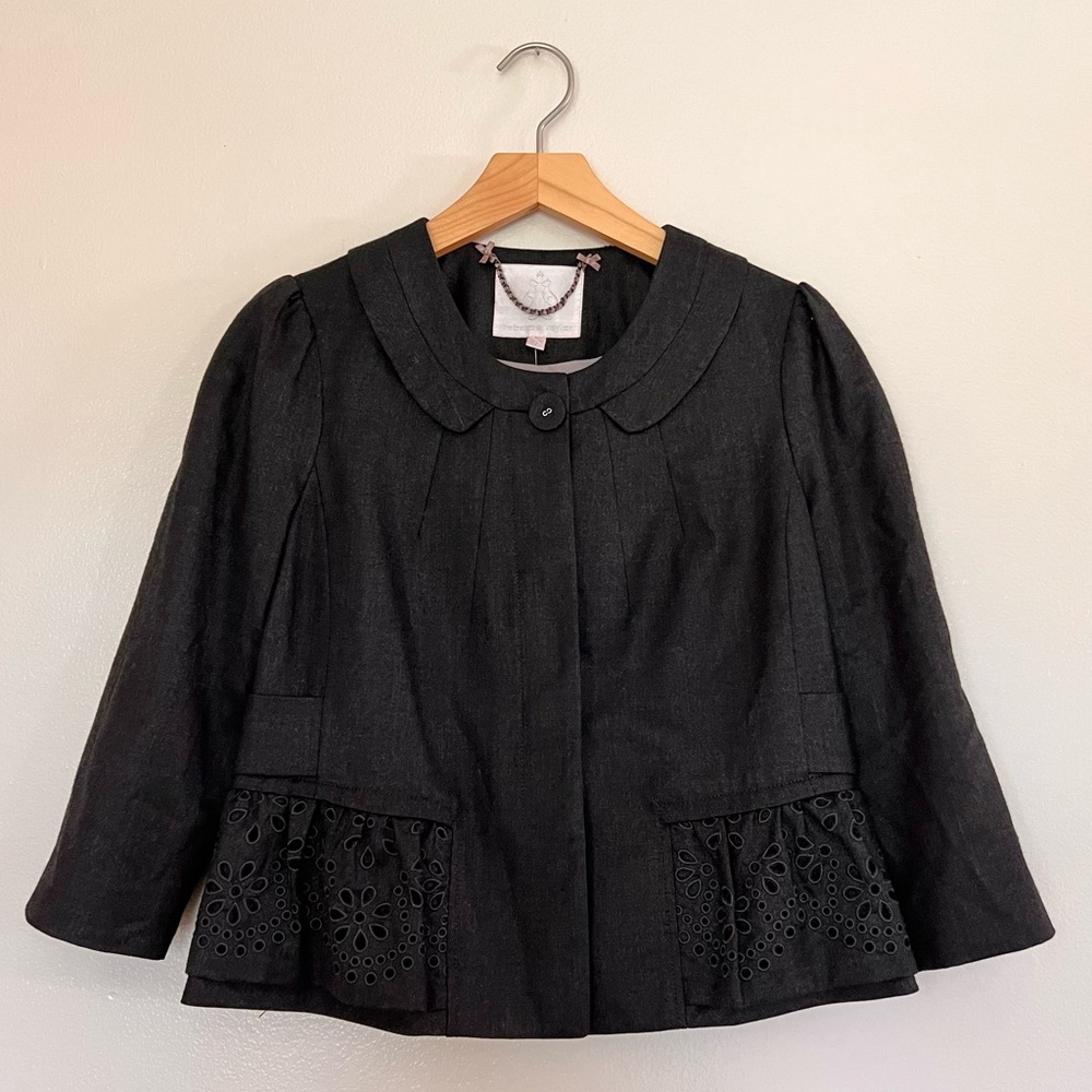Rebecca Taylor Charcoal Laser Cut Jacket
